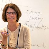 Celestine McConville teaching a law class.