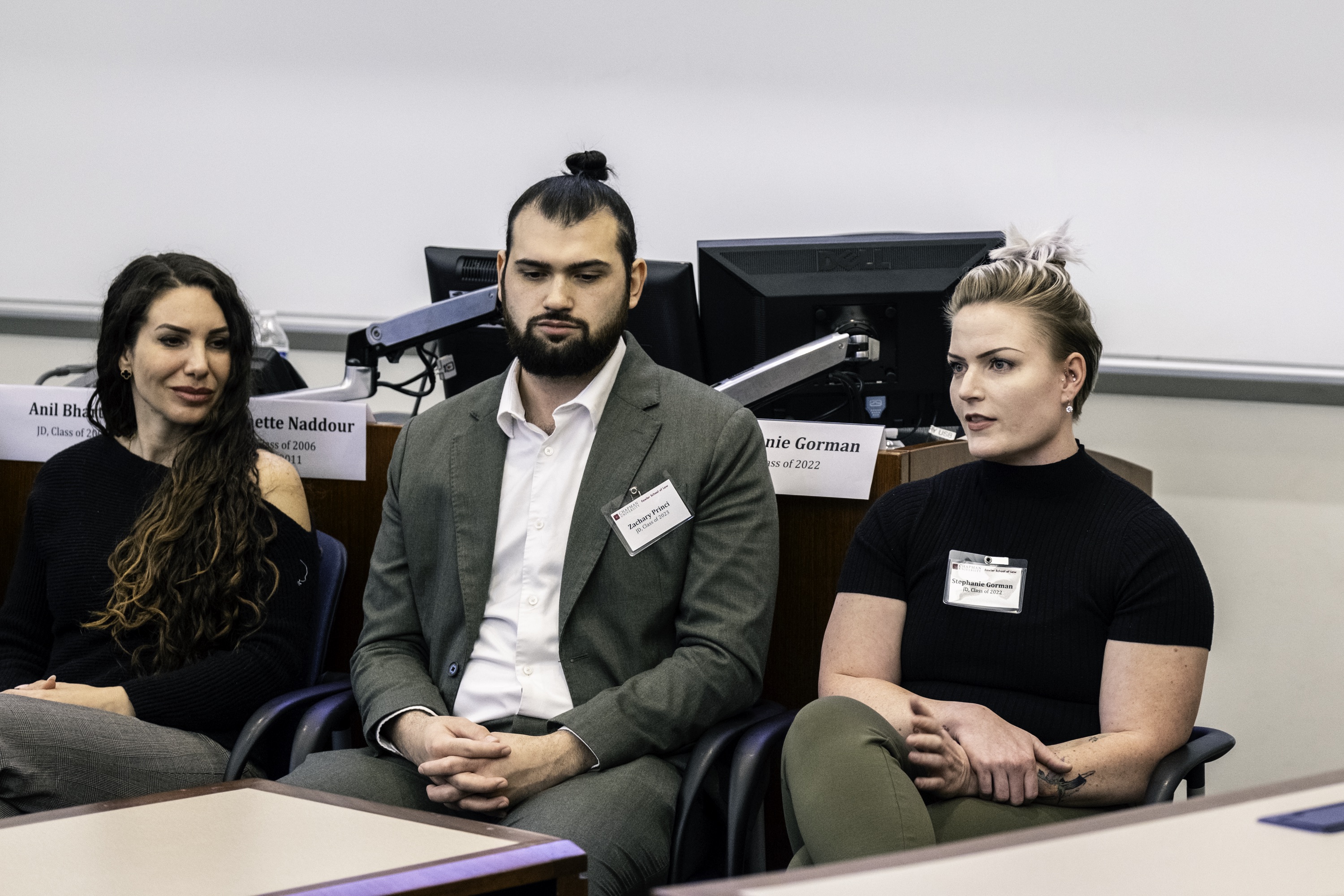 Photograph of Chapman Law alumni in a panel discussion during scholars weekend